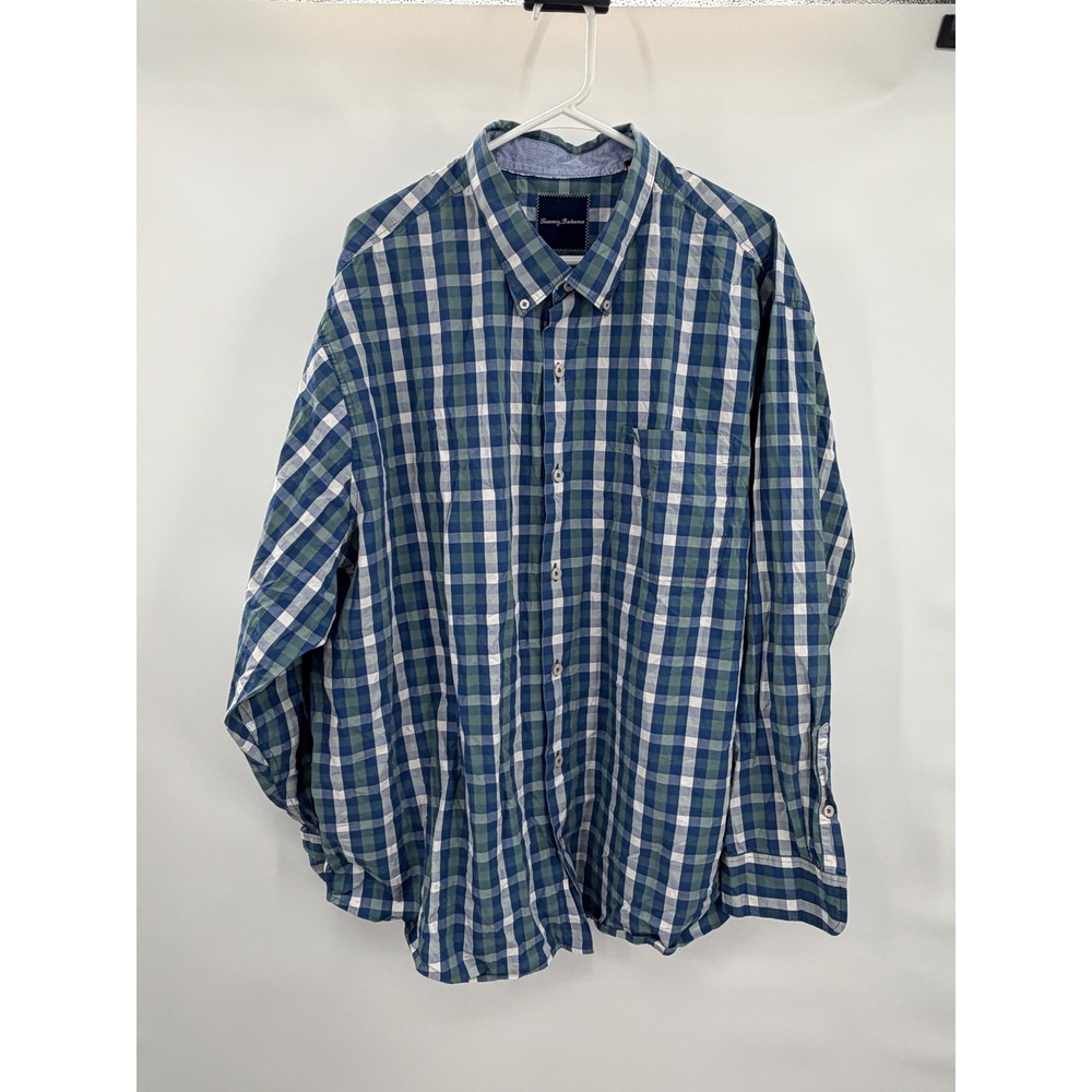 Tommy Bahama Mens Plaid Button Down Long Sleeve‎ Shirt 3XB Blue Green White - Picture 2 of 7